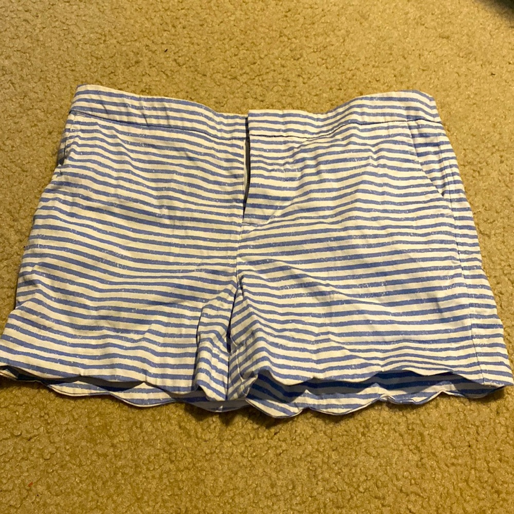 White and blue scalloped shorts